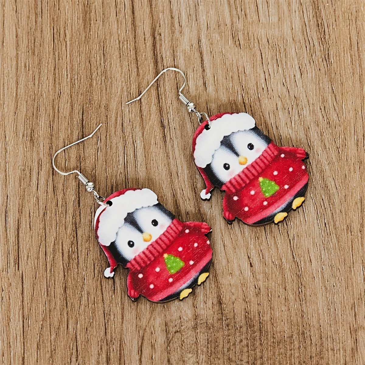 Christmas Party Acrylic Penguin Earrings Unisex Festive Jewelry
