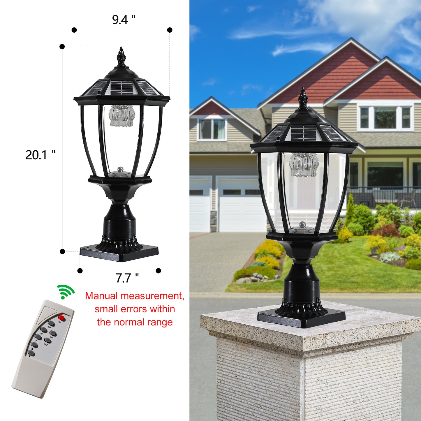 Black Solar Powered LED Outdoor Lantern 2-Pack Vintage Garden Lights for Pathways Yards and Patios