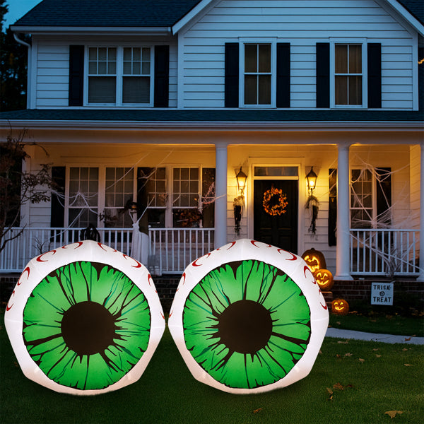 2PCS 3FT Light-Up Green Eyeball Halloween Inflatables