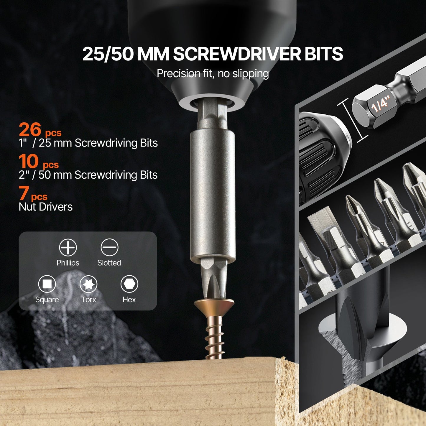 70-Piece Drill and Screwdriver Bit Set with Carrying Case - Multi-Purpose Power Tools