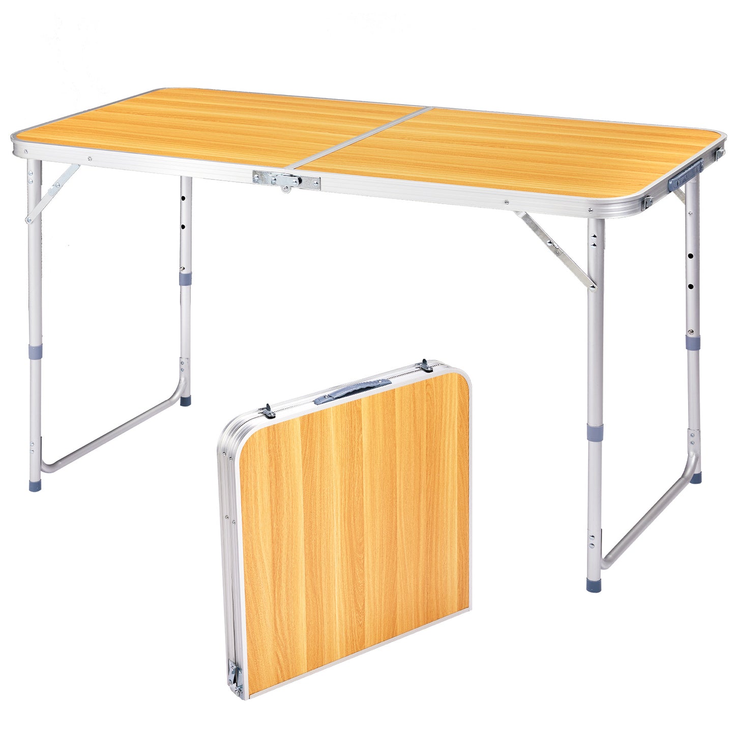 4FT Adjustable Height Folding Table - Portable Aluminum Utility Table