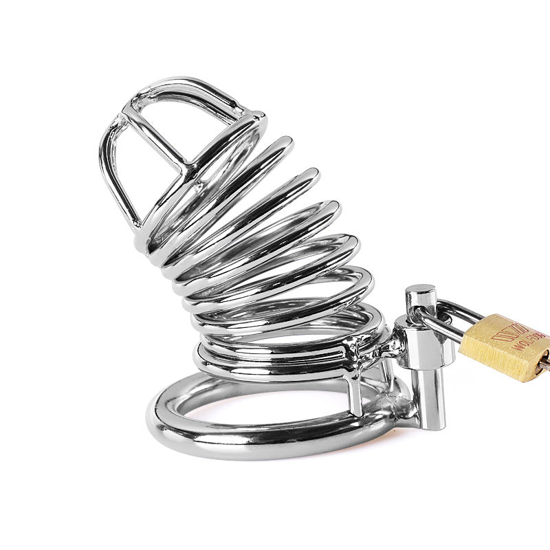 Red Metal Male Chastity Lock Belt Device - Full Set with Ring Sizes 40cm, 45cm, 50cm