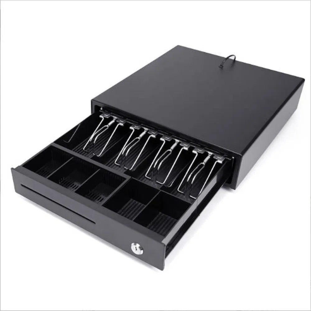 Electric Cash Drawer with Coin and Banknote Tray - Space-Saving Metal Safe