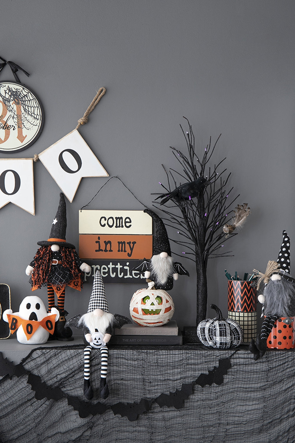 Set of 2 Black Gnomes with Wings - Halloween Decor - 23.5"