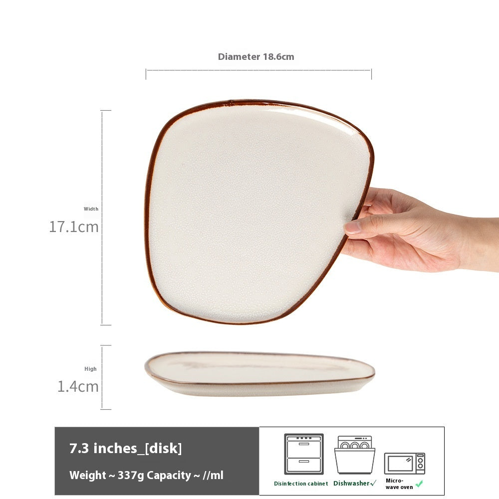 7.3 Inch Ceramic Irregular-Shaped Plate for Salad and Western Food