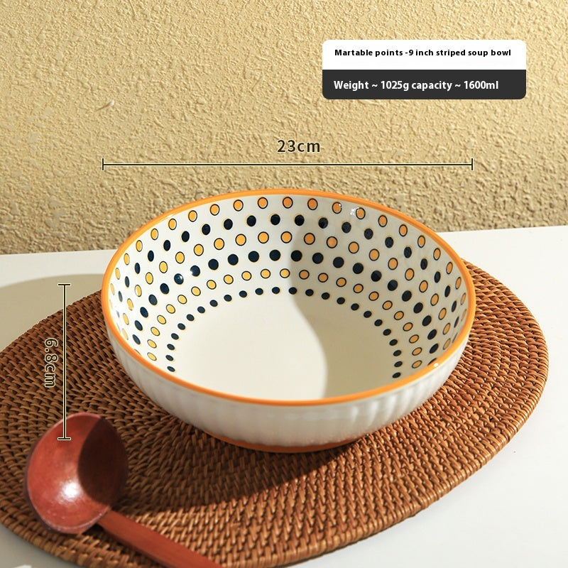 Ceramic Noodle Soup Bowl Set - Multiple Colors, 9-inch Porcelain Dinnerware