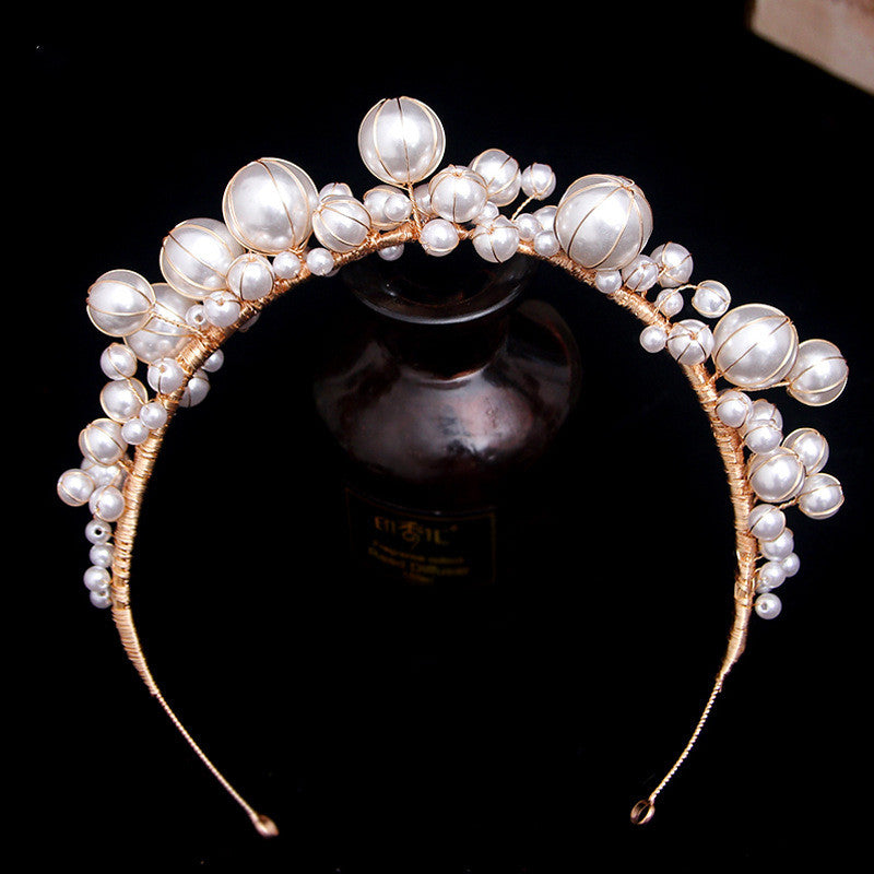 Pearl Hairband Bridal Veil Headpiece for Wedding & Formal Dresses