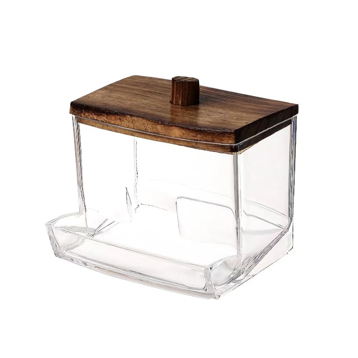 Plastic Jewelry Storage Box with Wooden Lid Waterproof Dustproof Organizer