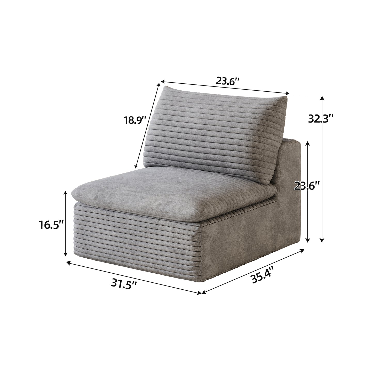 Grey Middle Seat - Comfortable Fabric Furniture