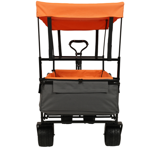 Large Capacity Collapsible Wagon with Canopy and Mosquito Net - All-Terrain Wheels, Foldable Garden Cart