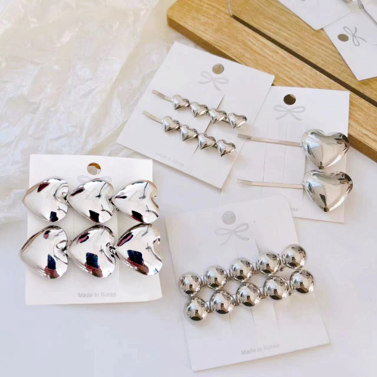 Metal Heart Hair Clip - Gold & Silver Hair Accessories for Women