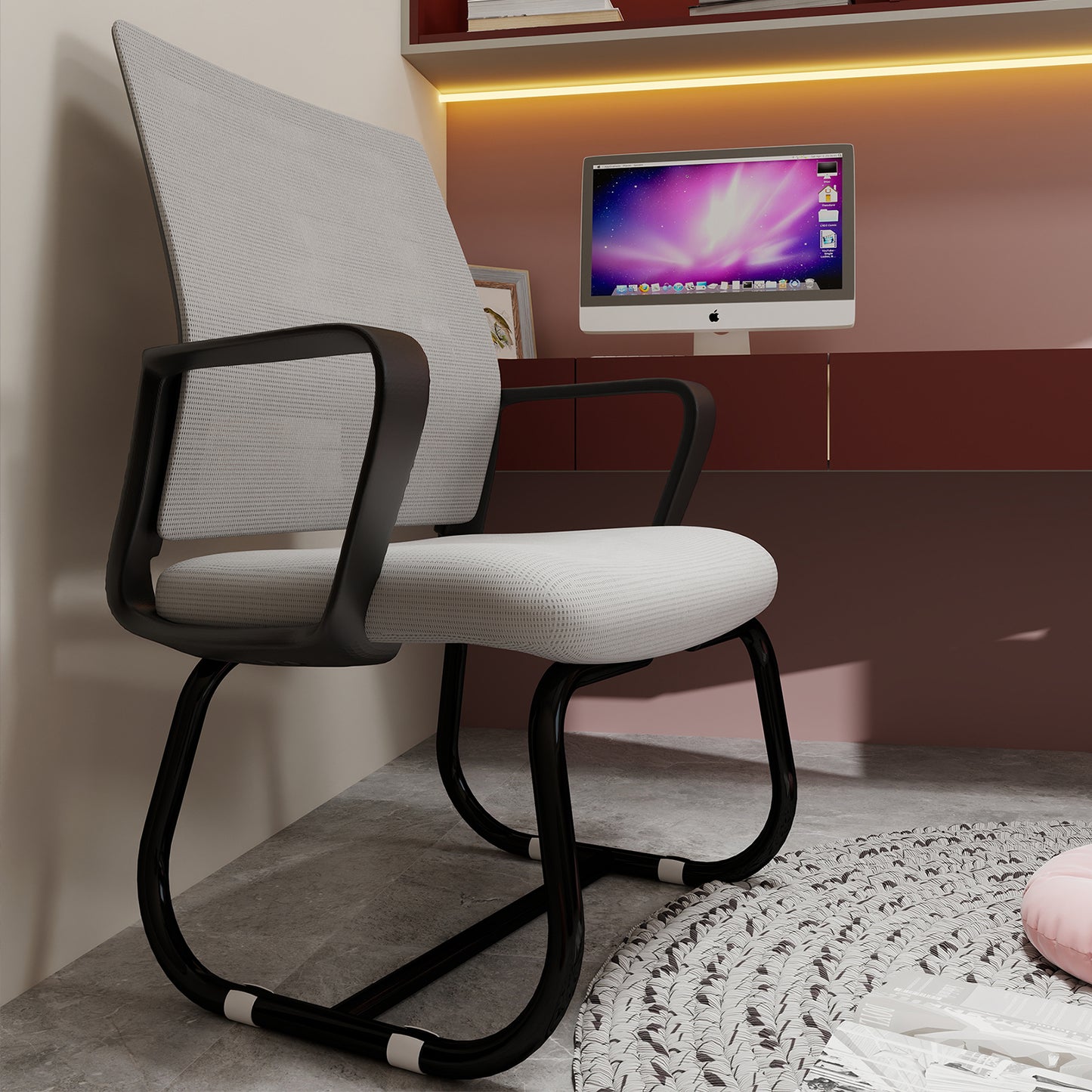 Modern Minimalist Office Chair - Comfortable Metal Frame, Black & Gray