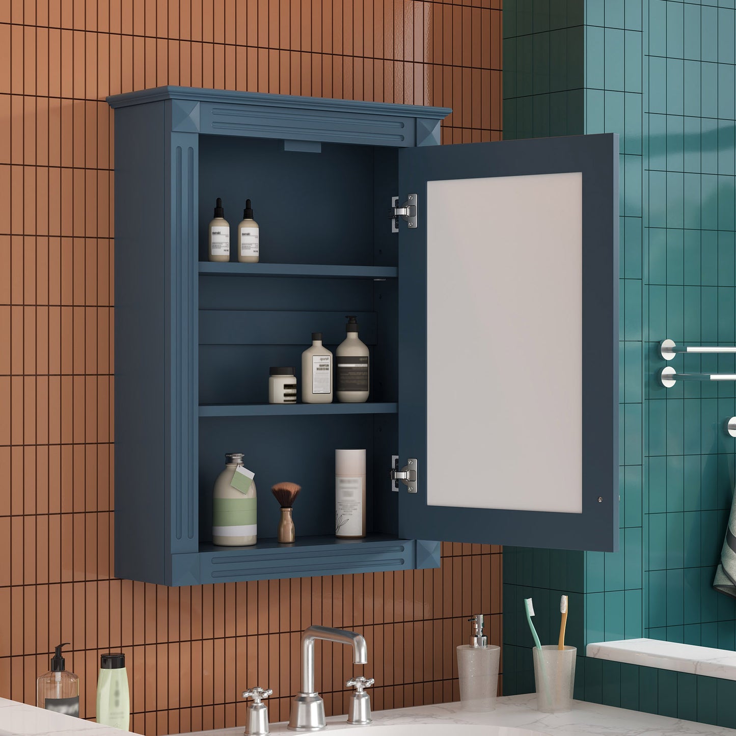 20 Wall Mounted Bathroom Storage Cabinet With Mirror, Medicine Height