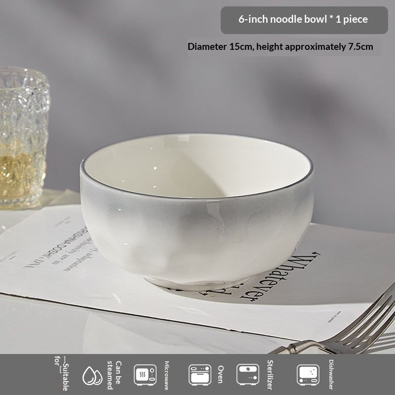 Gray Ceramic Bowls and Dishes Set for Kitchen Dining