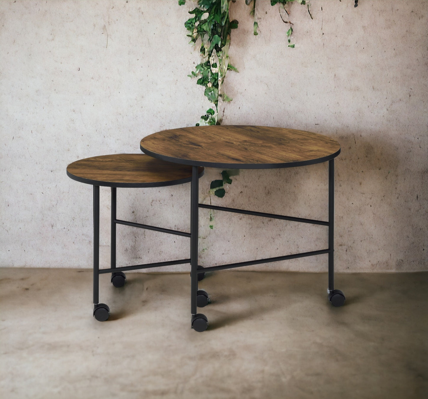 Nesting Table Set with Vintage Oak Finish - 2 Piece