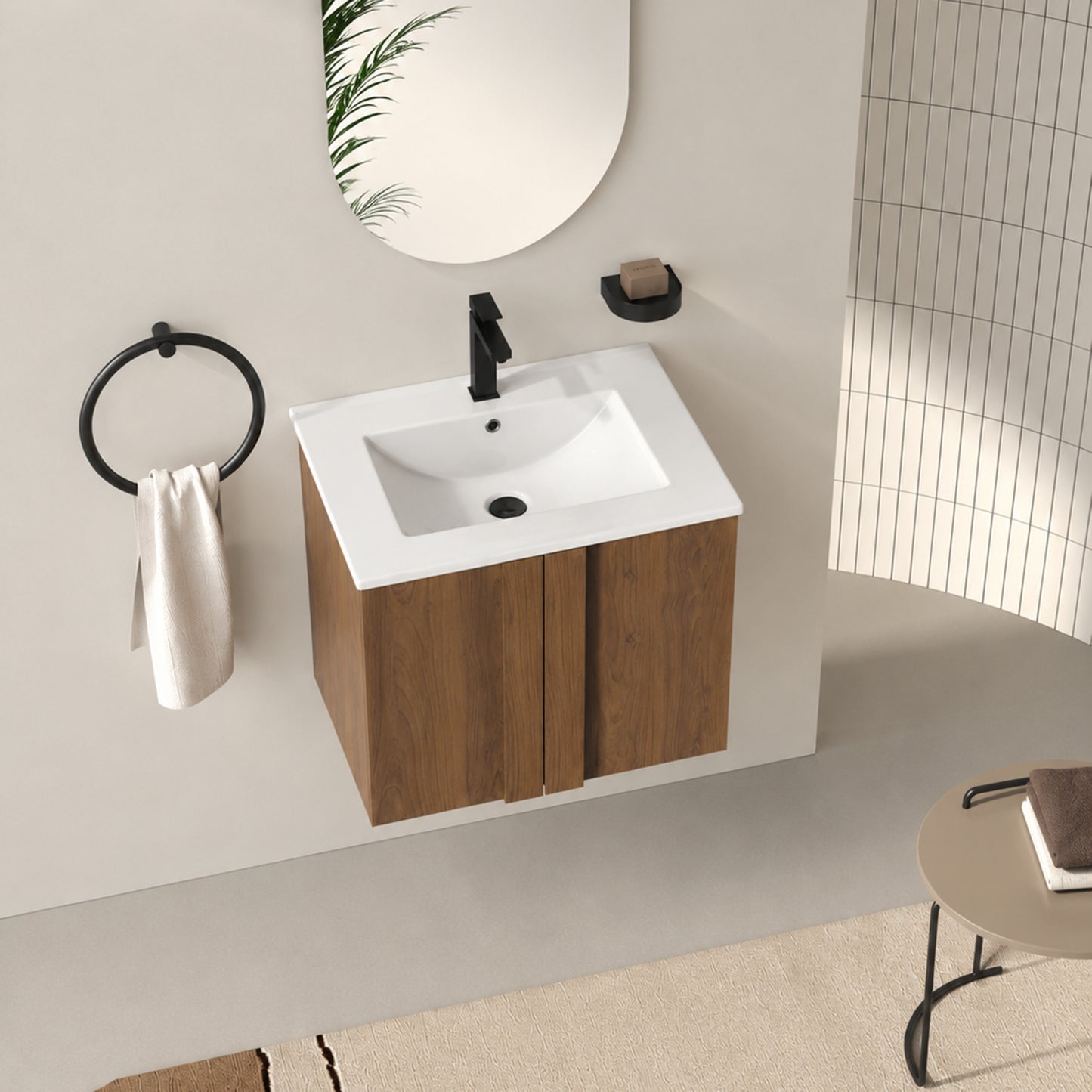 24" Floating Bathroom Vanity with Sink - Brown Ebony