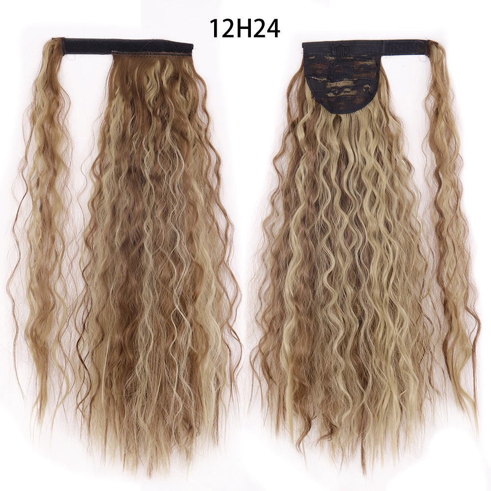 Water Wave Ponytail Wig with Velcro Band High Temperature Synthetic Hair