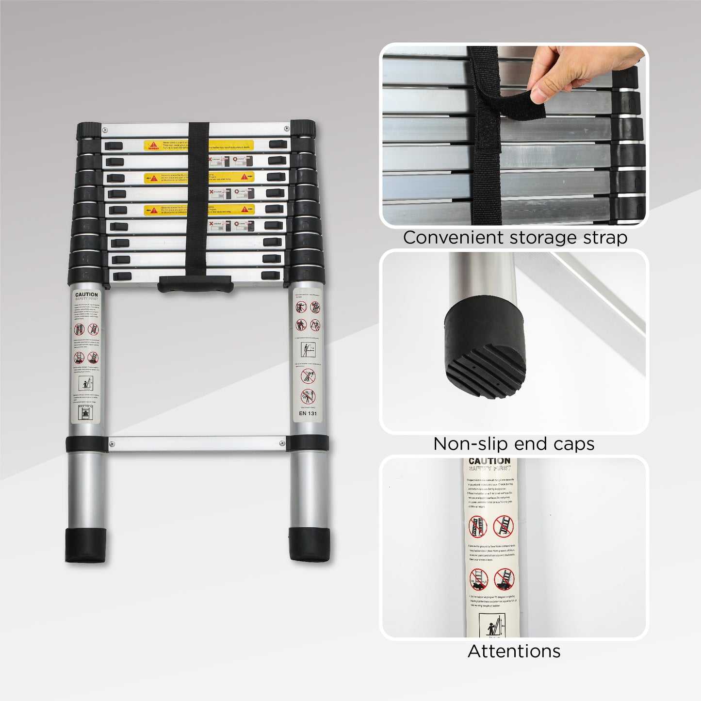 10.5 Ft Aluminum Telescoping Ladder for Outdoor Work & Heavy Duty Use