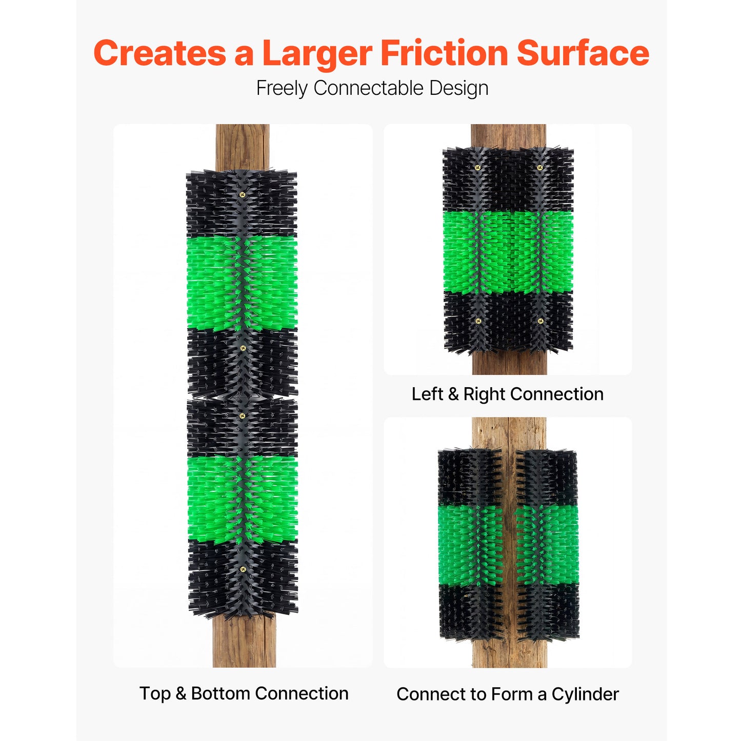 Livestock Scratching Brush Post for Horses, Cattle, Sheep & Pigs - 16.9 x 7.5 Inches, Green & Black