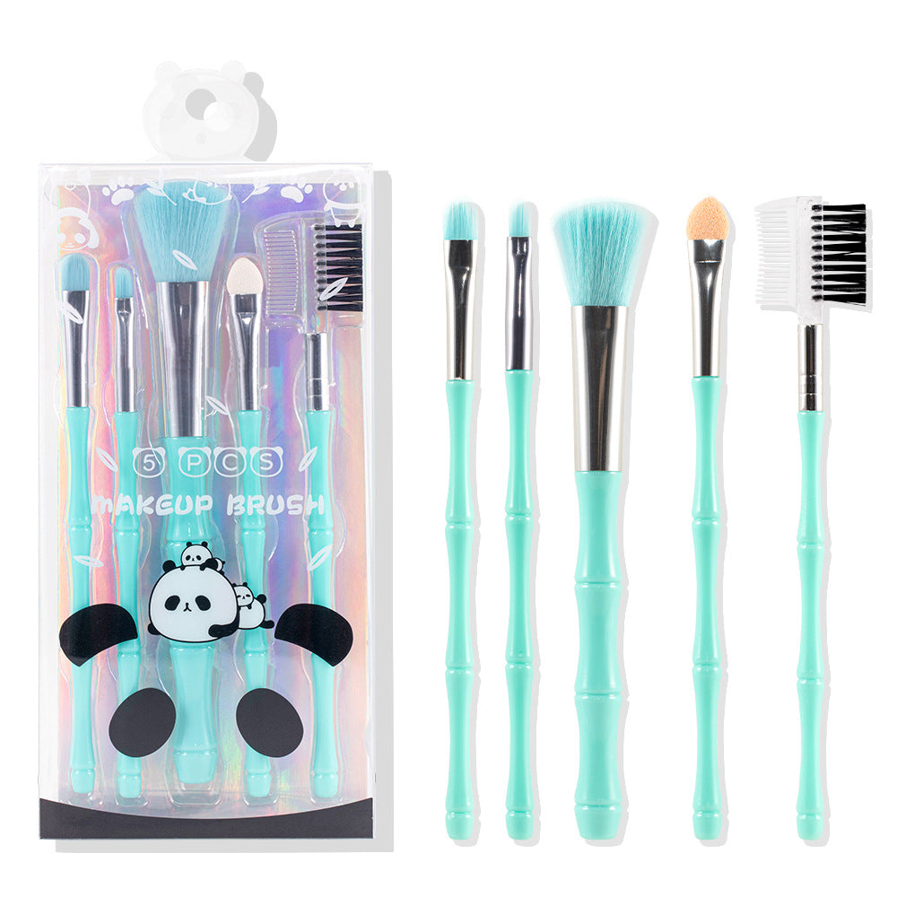 Portable Makeup Brush Set - 5 Nylon Brushes for Face & Eye Makeup