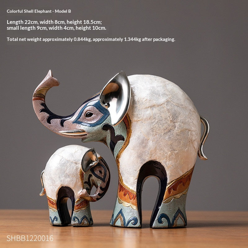 Elephant Desktop Ornament Set for Living Room Decor - Resin Art Piece
