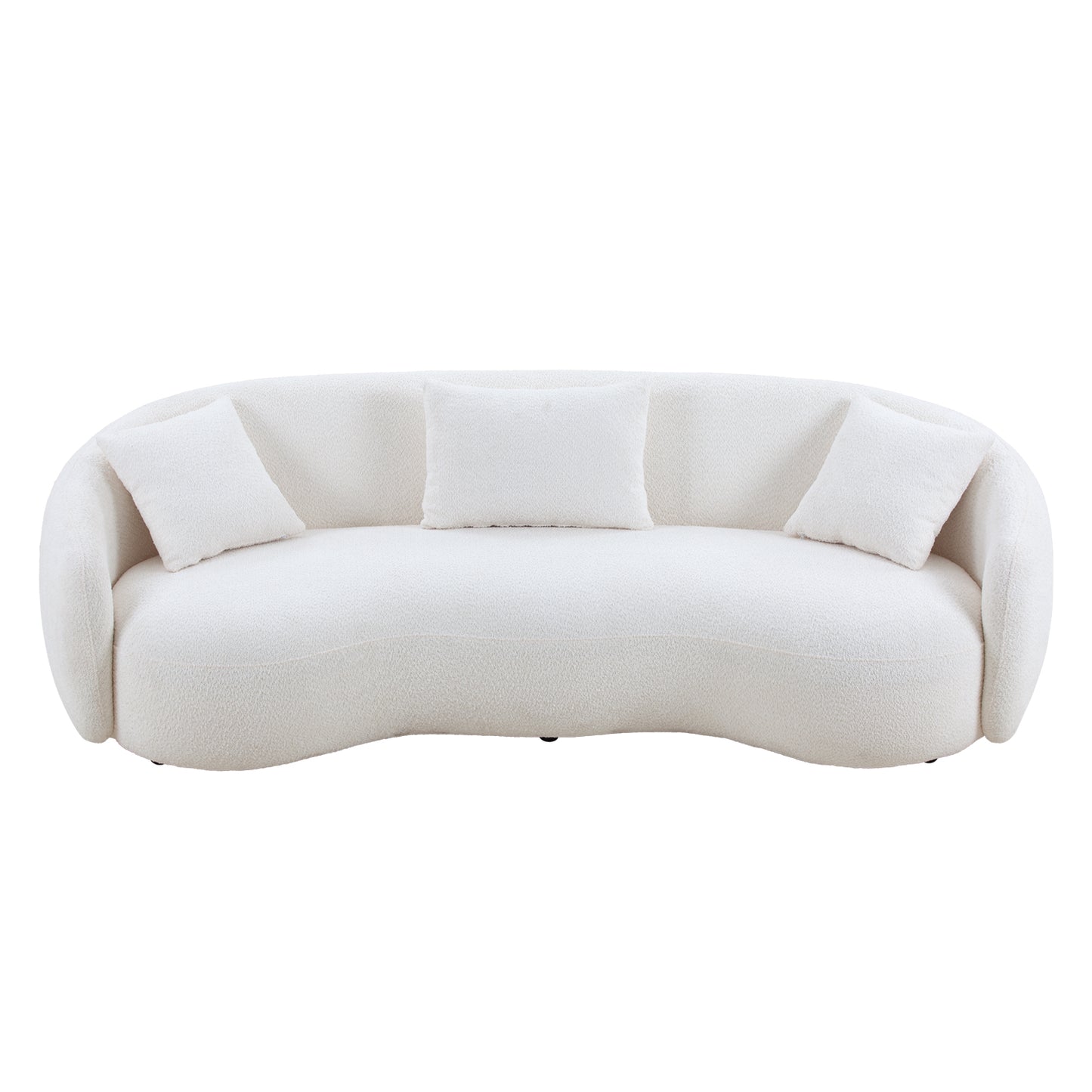 Mid Century Modern Curved Living Room Sofa, 4-Seat Boucle Fabric