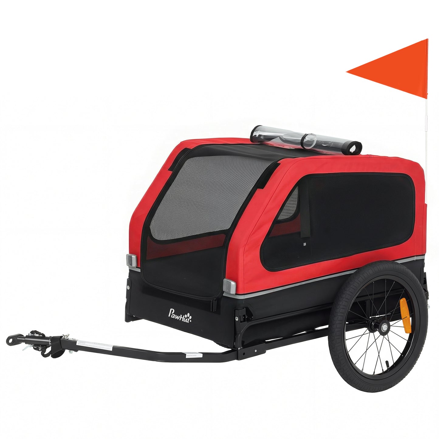 Dog Bike Trailer for Small & Medium Dogs with Ramp, Red Bicycle Pet Carrier
