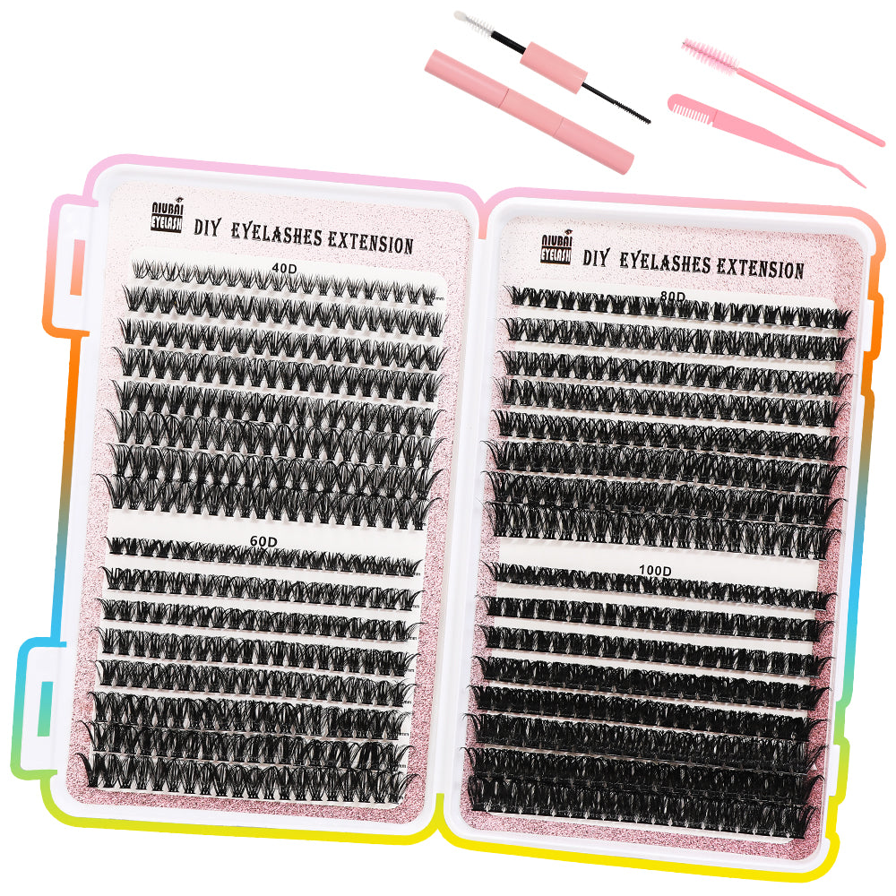 32-Row Segmented Cluster Eyelash Set - 640 Individual Lash Segments