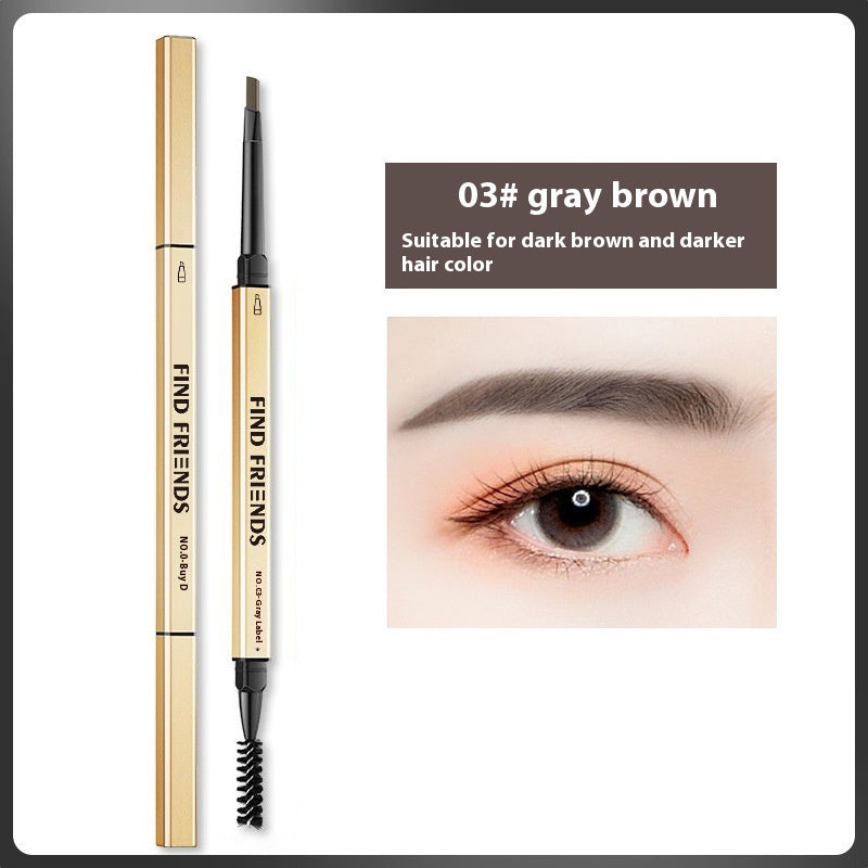 Waterproof Double-Headed Automatic Eyebrow Pencil - Smear-Proof, Natural Finish