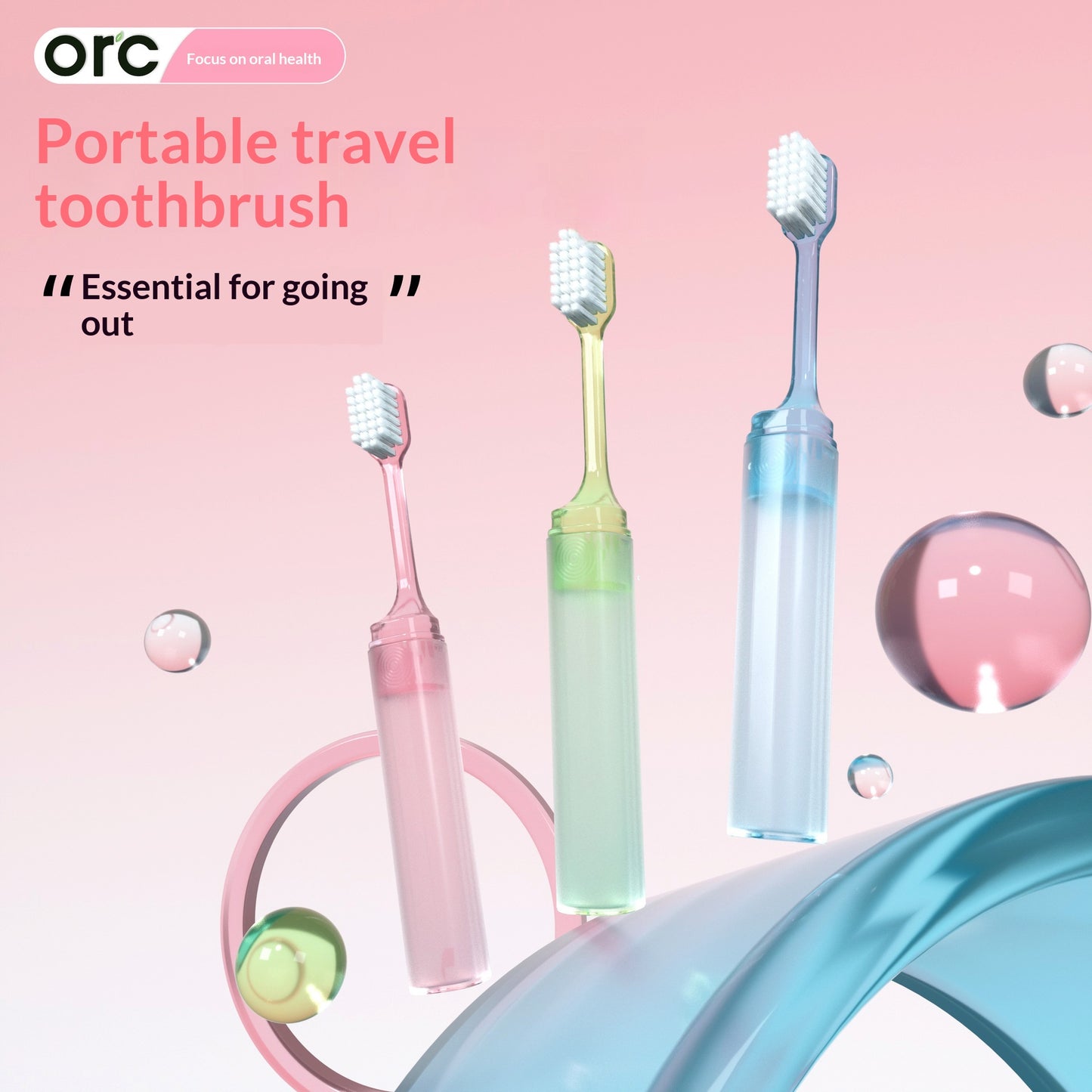 Portable Toothbrush Head Set - Soft Bristle, Travel-Friendly, 2 Pack