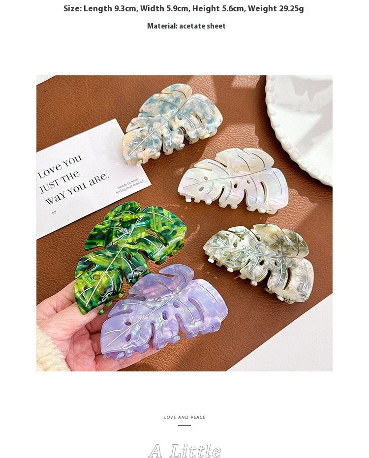 Colorful Acetate Leaf Barrettes - 9.3cm Hair Clips
