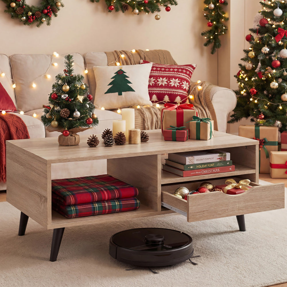 Coffee Table With Storage Rustic Rectangle Center For Living Rooms,