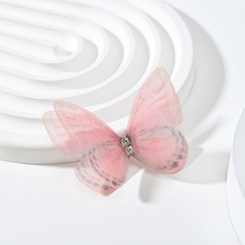 Double Layer Mesh Butterfly Jewelry Headdress with Floral Print - DIY Handmade