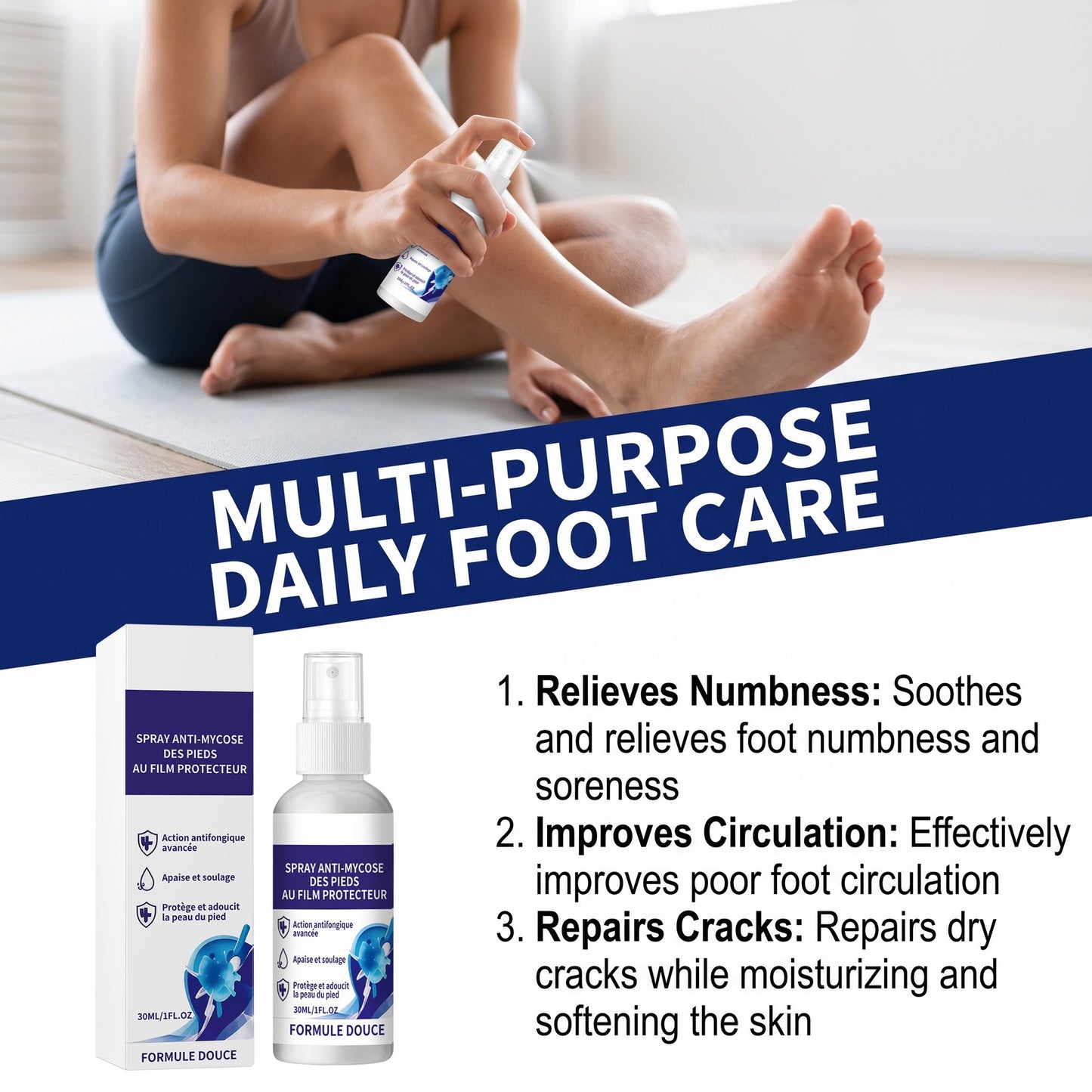 Foot Care Spray 30ml Antiseptic Foot Spray for Odor & Skin Protection