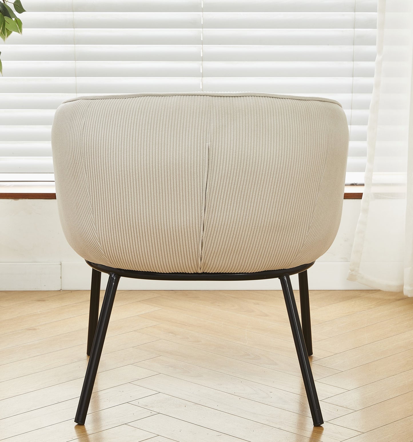 Modern Corduroy Accent Chair, Upholstered Armchair With Metal Legs,