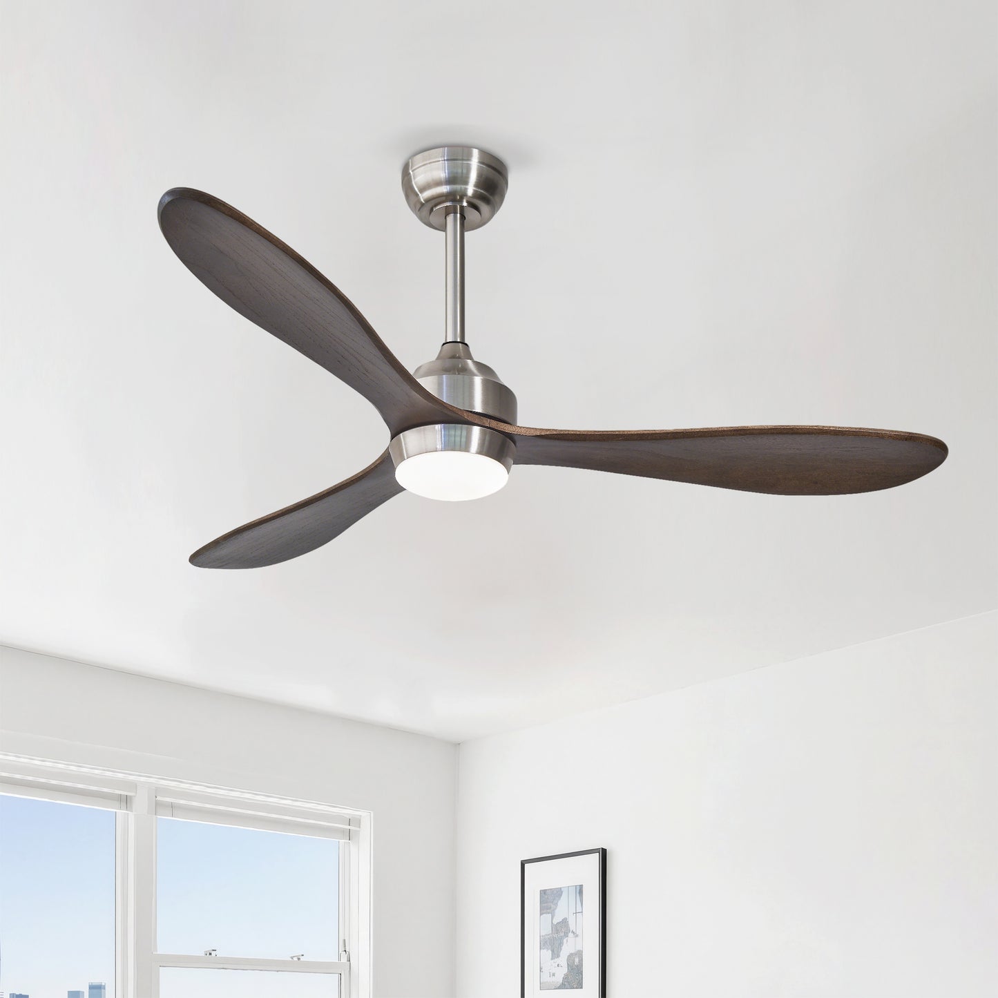 52-Inch Ceiling Fan with Lights and Remote Control - Nickel