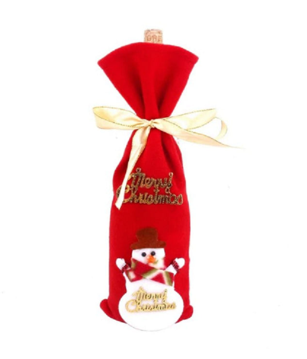 Christmas Flannel Wine Bottle Gift Bag Set for Holiday Decor
