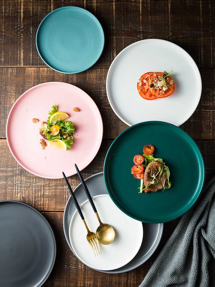 Nordic Ceramic Dinner Plate 10 Inch - Plain Style Kitchen & Diningware