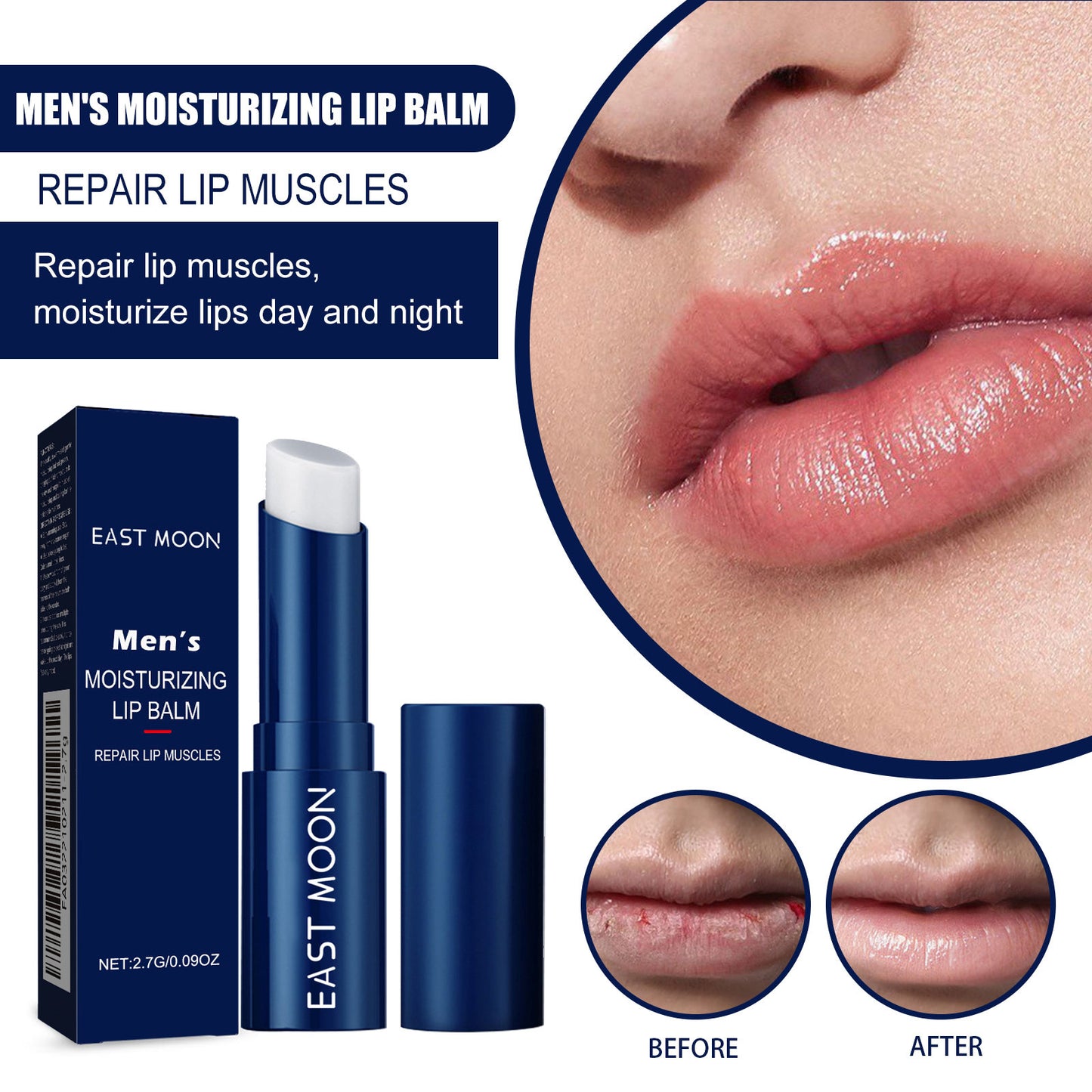 Men's Hydrating Lip Balm with Exfoliating & Anti-Chapping Benefits - 2.7g