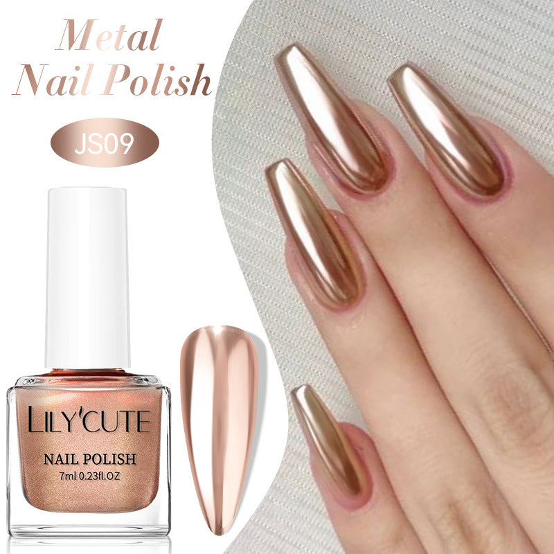 Quick-Dry Metallic Mirror Nail Polish No Baking Required - Water & Oily Resistant