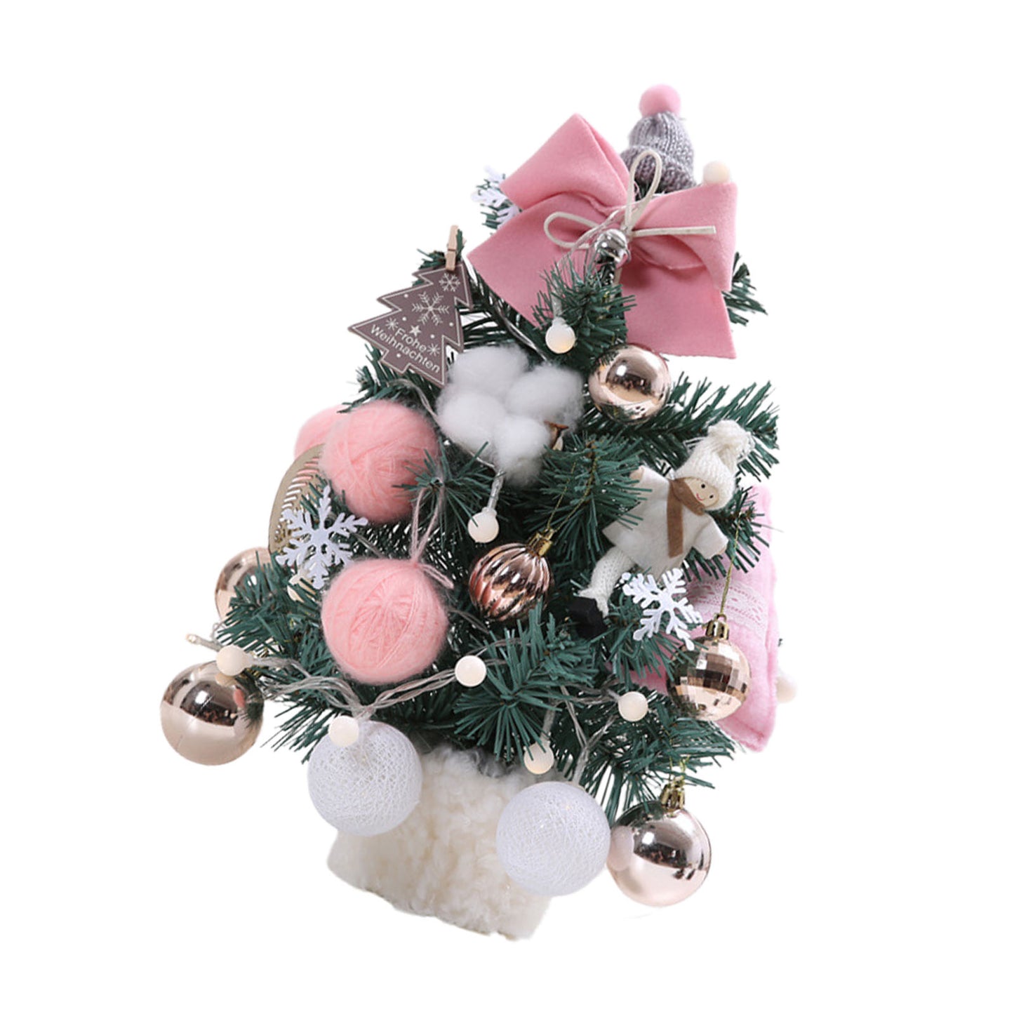 Adjustable Small Christmas Tree with Lights - 35cm Roseate