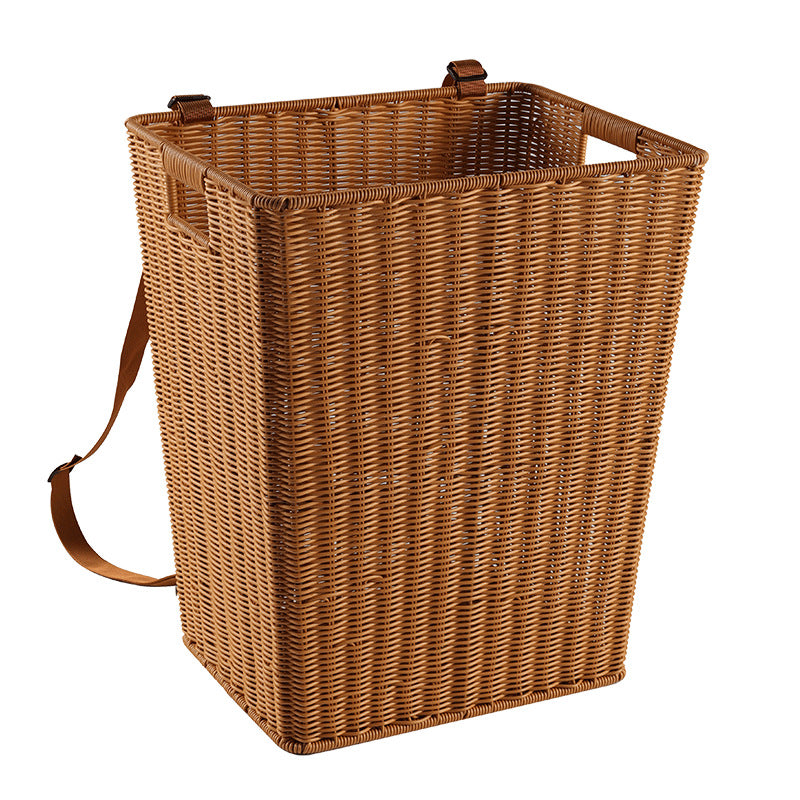 Portable Plastic Storage Basket - Bamboo-Woven Design for Home Organization