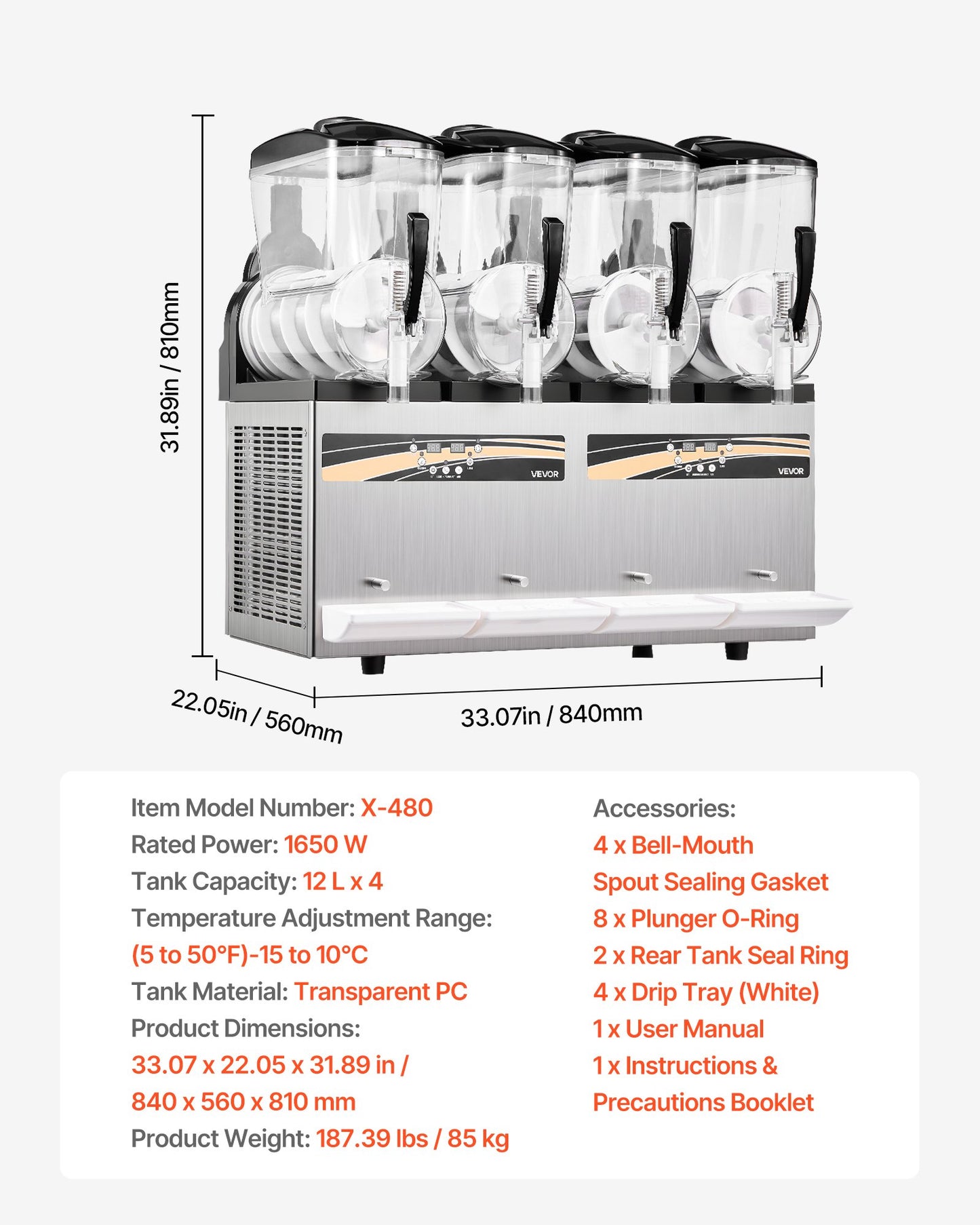 Commercial Slushie Machine with 4 Tanks, 12L Capacity - Frozen Drink Maker for Bars & Restaurants