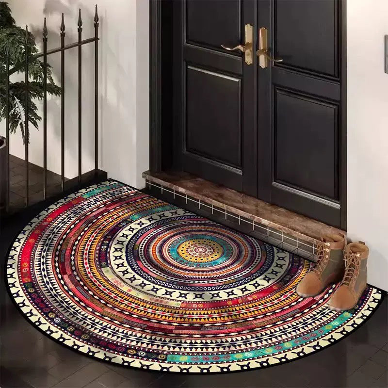 Bohemian Vintage Semi Circular Mat - Non-Slip Bathroom & Door Rug