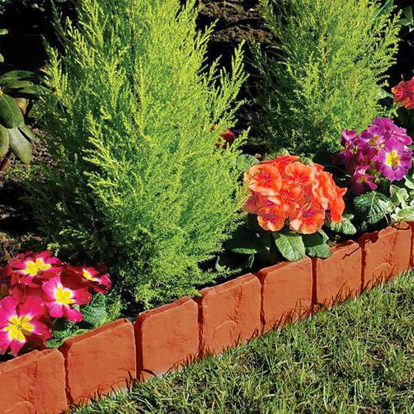 Plastic Lawn Edging 20-Piece Interlocking Garden Border for Flower Beds & Walkways