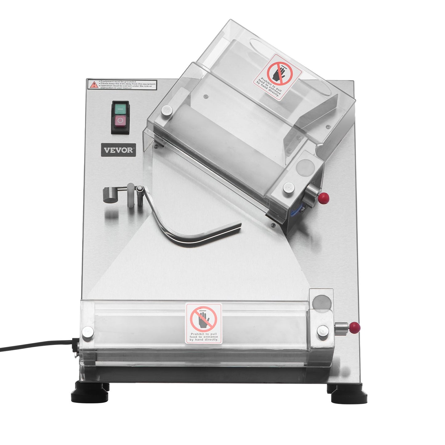 Automatic Commercial Pizza Dough Roller Sheeter 14 Inch, Adjustable Thickness, Silver