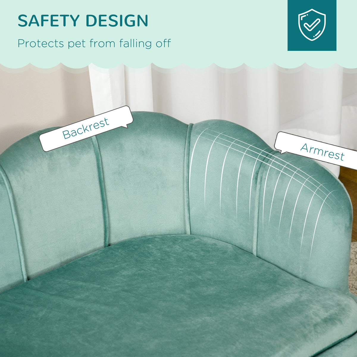 Pet Sofa Bed with Cushion and Solid Wood Legs - Green for Medium & Large Dogs