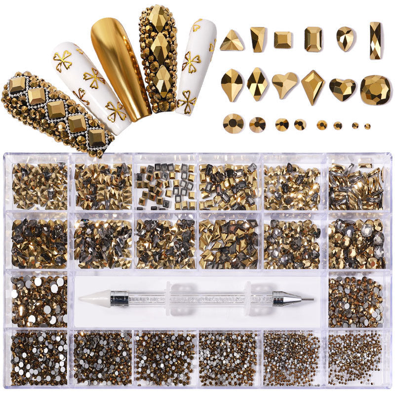 Nail Art Drill Kit with Glass Diamond Organizer Box