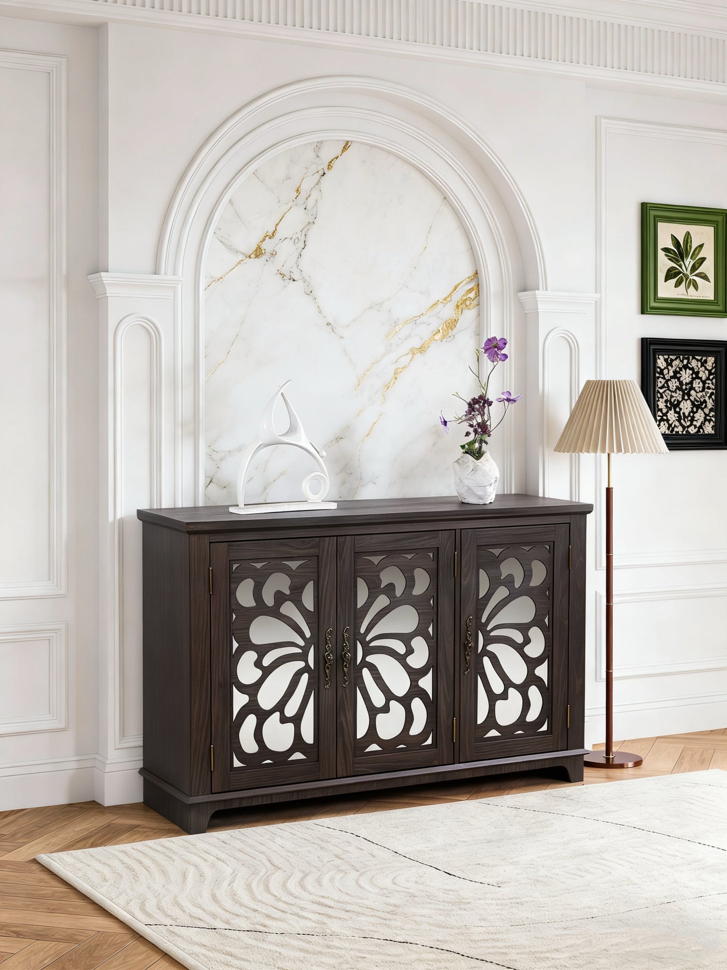 49.33 X 15.55 Spacious Size Countertop Sideboard With 3 Mirrored
