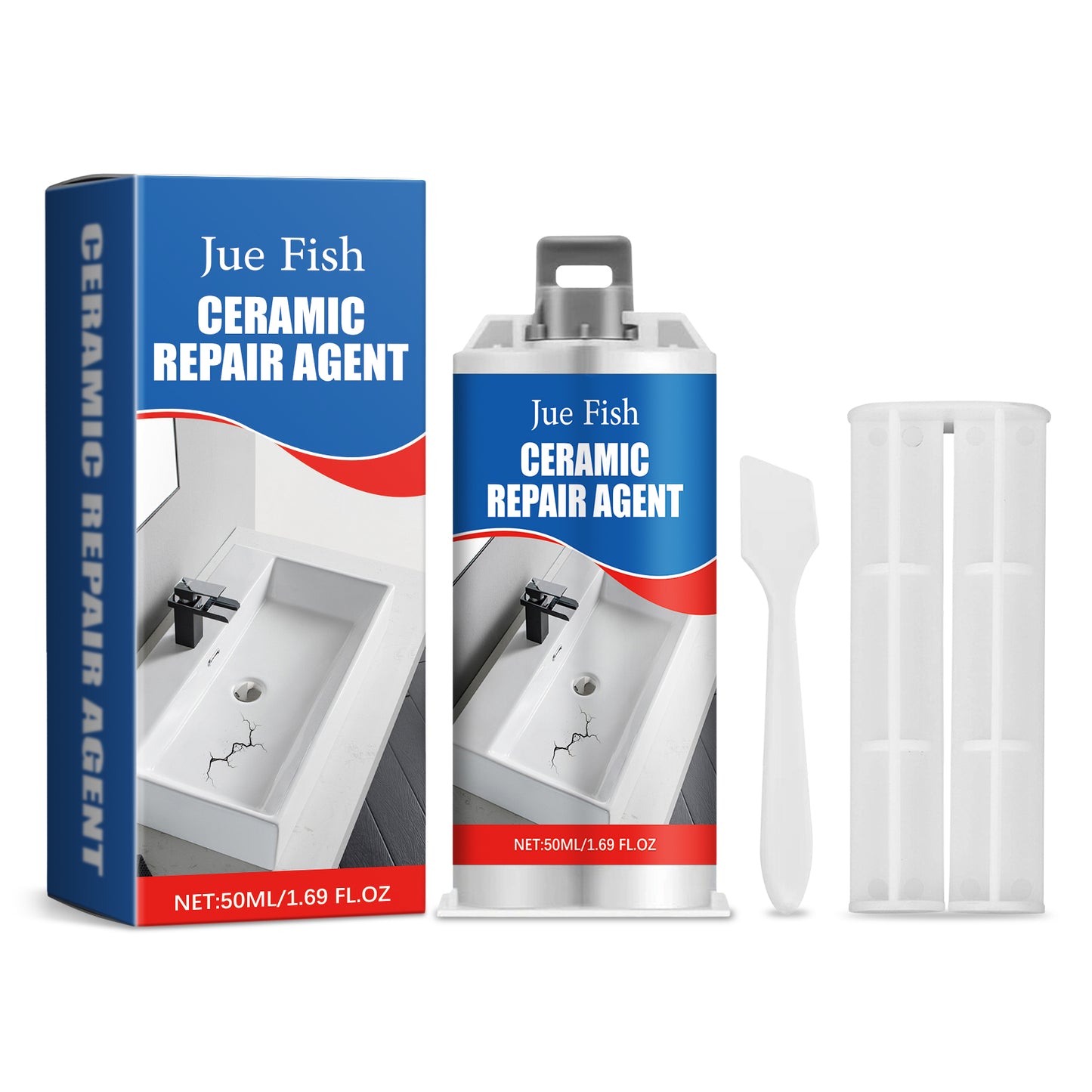 50ml Tile Repair Adhesive Kit with 2 Tools - Ceramic Crack Fix